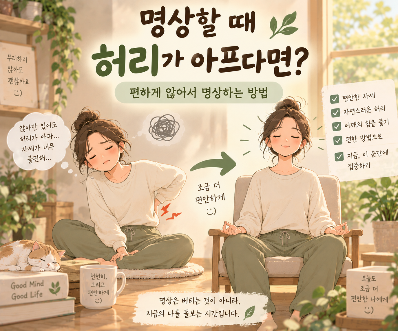 명상할 때 허리가 아픈 이유와 편안한 명상 자세