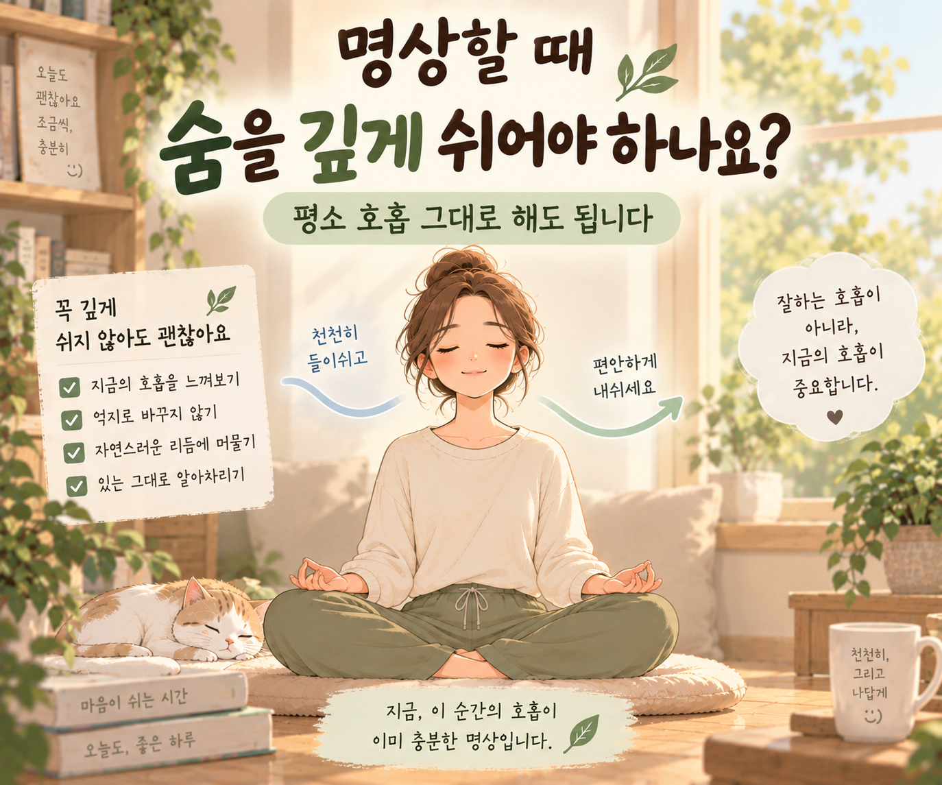 명상할 때 숨을 깊게 쉬어야 하는지 자연스러운 호흡을 관찰하는 방법