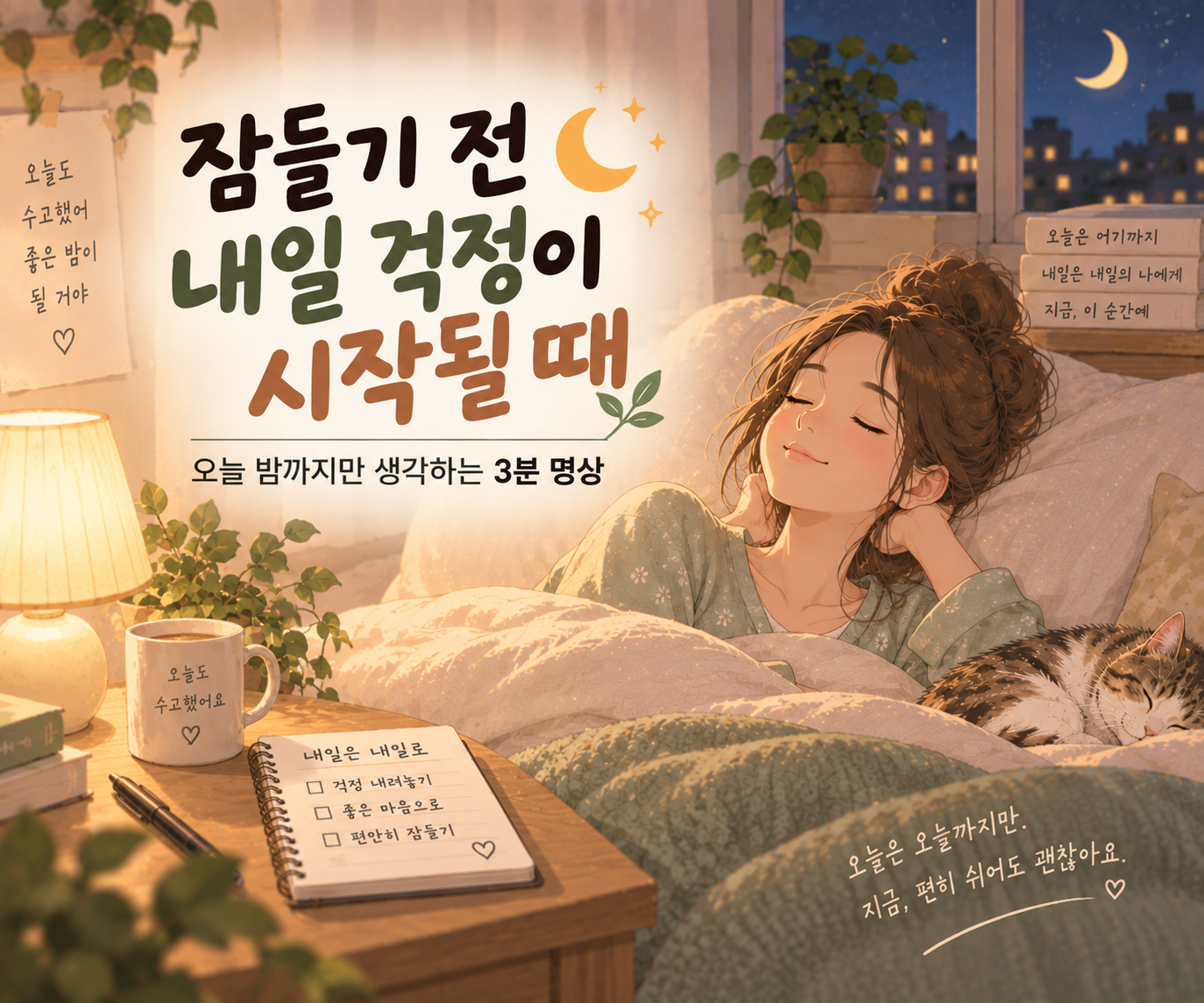 잠들기 전 내일 걱정이 시작될 때 오늘 밤으로 돌아오는 3분 명상