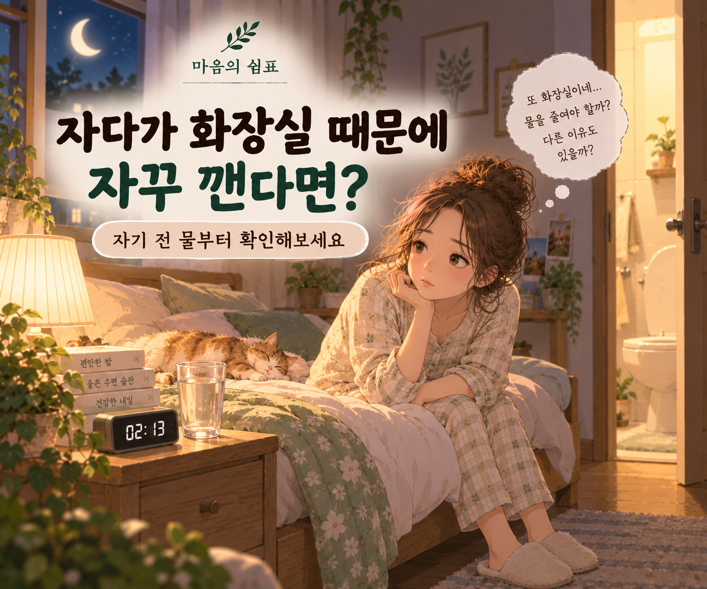 자다가 화장실 때문에 자주 깰 때 자기 전 물과 저녁 수분 섭취를 확인하는 방법
