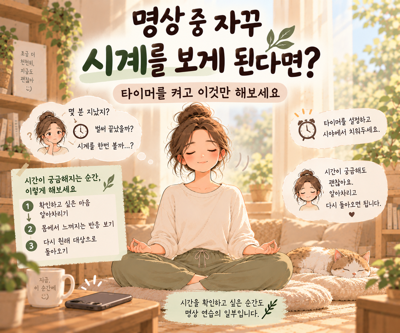 명상 타이머를 설정하고 시계를 확인하지 않고 집중하는 방법